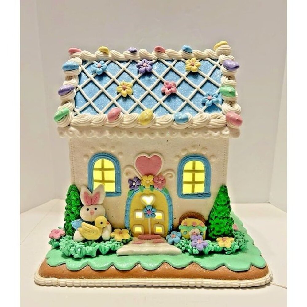 NWT Trending Viral Faux Gingerbread Cookie Easter Bunny‎ Spring Icing LED House